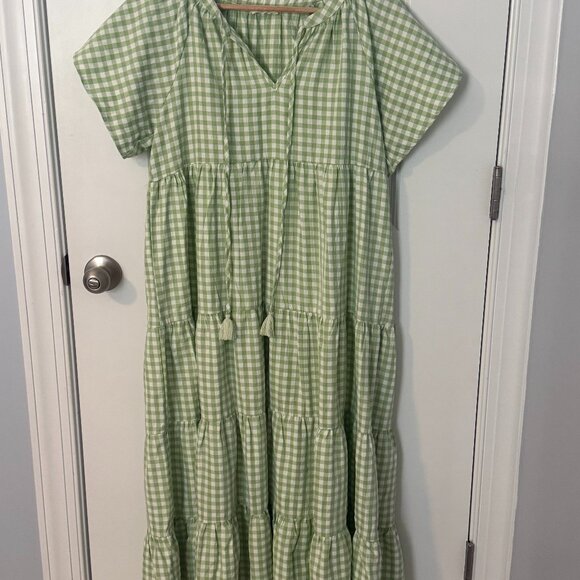 in loom Dresses & Skirts - In Loom Dress Cottage core Green and White Smocked Maxi Medium